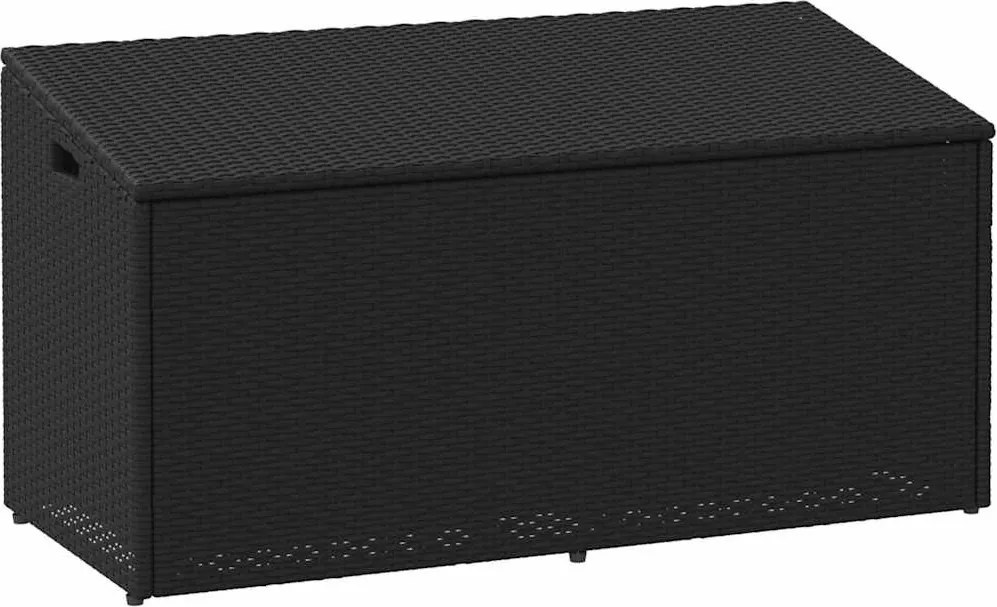 Fekete Polyrattan Kerti Tárolóláda 110 X 50 X 58 Cm