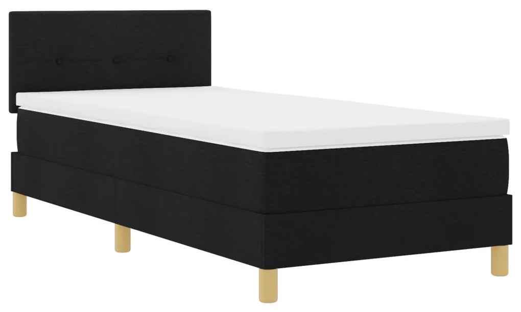 Box spring ágy puha matraccal, fekete, 90x190 cm, szövet