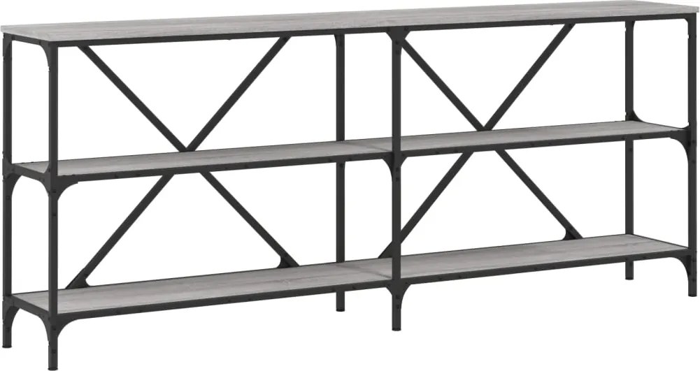 vidaXL szürke sonoma szerelt fa és vas konzolasztal 180x30x75 cm