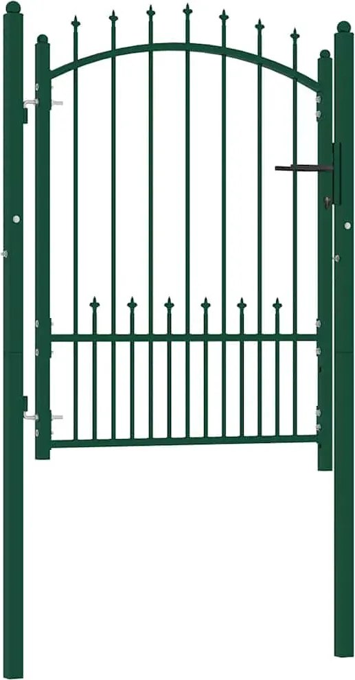 vidaXL zöld acél kerítéskapu cövekekkel 104 x 109,5 cm