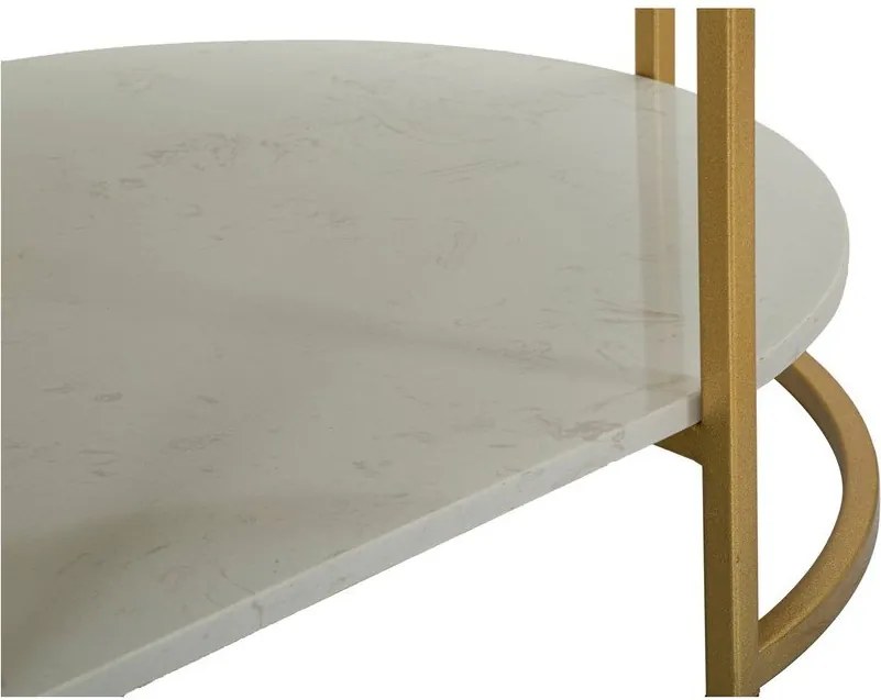 Fehér-aranyszínű dohányzóasztal márvány asztallappal 60x90 cm Izmir – Mauro Ferretti