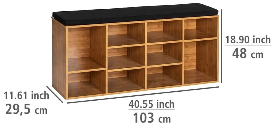Natúr színű ülőkés cipőtartó egzotikus fa dekorral Loft – Wenko