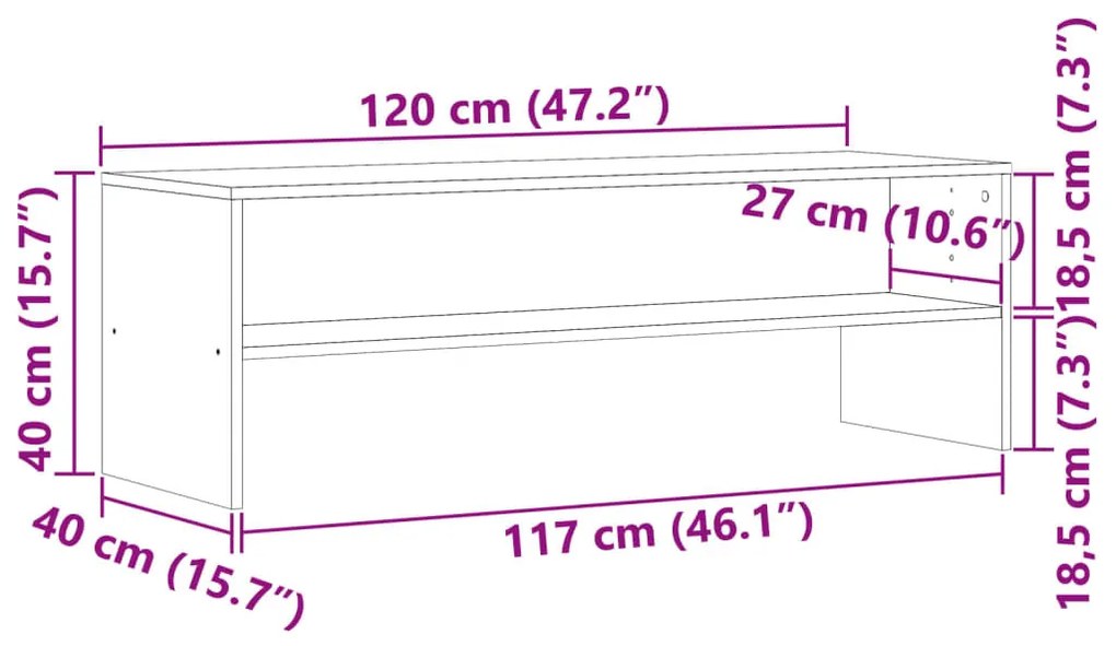 kézműves tölgy színű szerelt fa TV-szekrény 120 x 40 x 40 cm