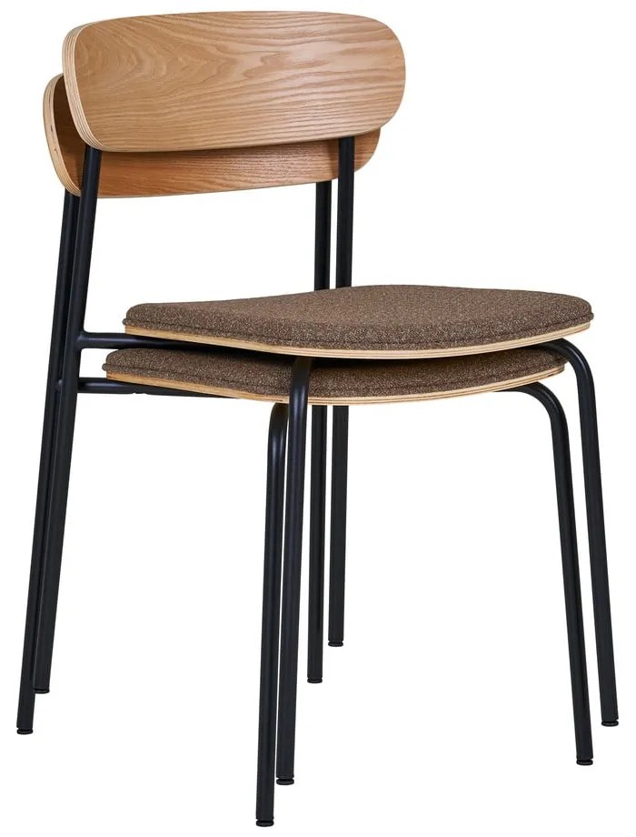 Fekete-barna rakásolható étkezőszék kőrisfa dekorral Estepona – House Nordic