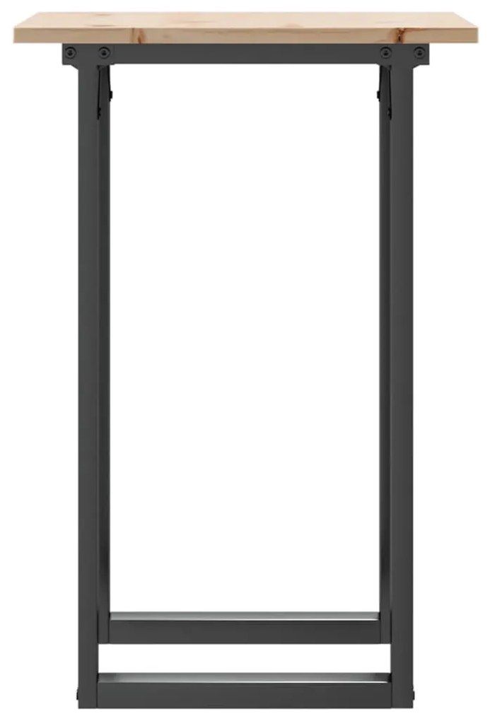 Tömör fenyőfa és acél étkezőasztal O-vázzal 50x50x75 cm