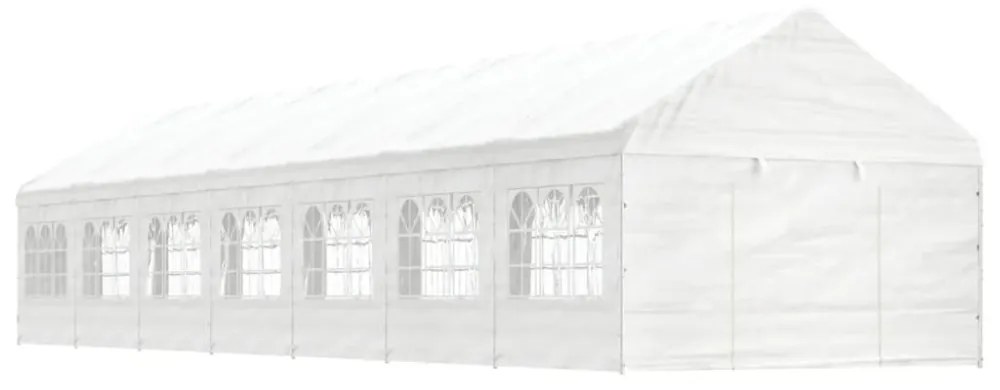 fehér polietilén pavilon tetővel 15,61 x 4,08 x 3,22 m