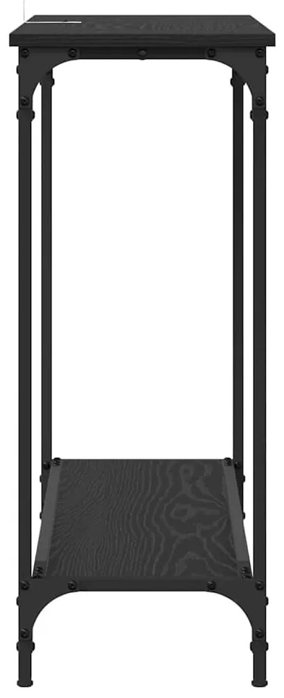 Konzolasztal polcokkal Musta tammi 101 x 30.5 x 75 cm Faanyag