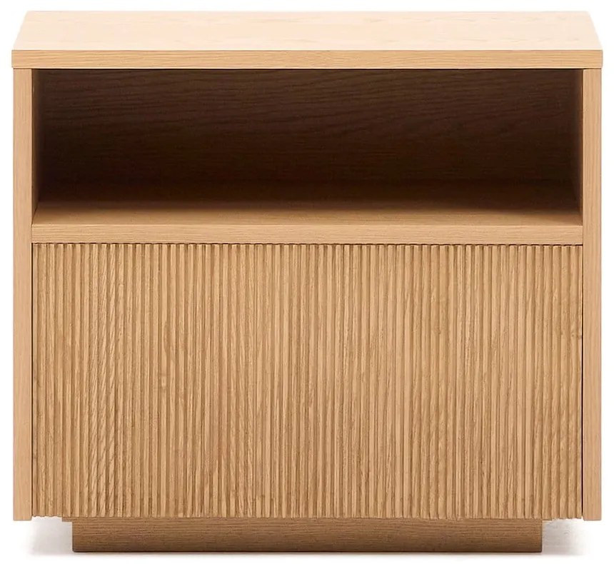 Natúr színű éjjeliszekrény tölgyfa dekorral Helvine – Kave Home