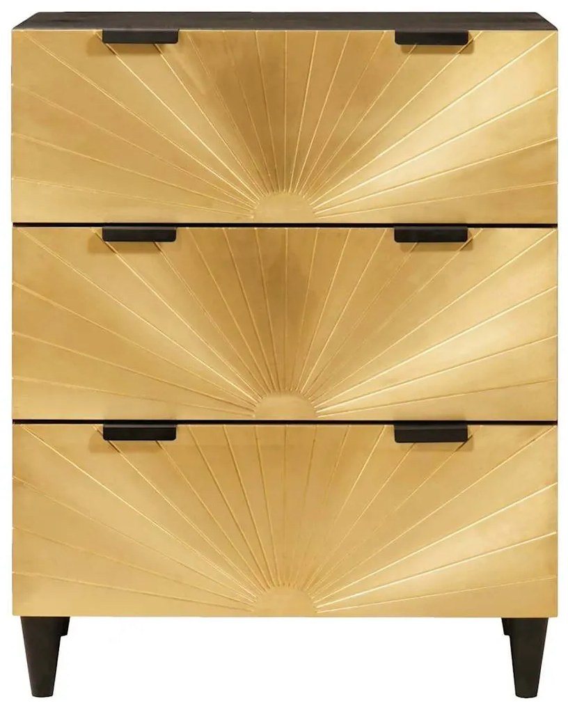 Széf 2 pcs Fekete és Arany 60 x 33 x 75 cm tömör mangófa