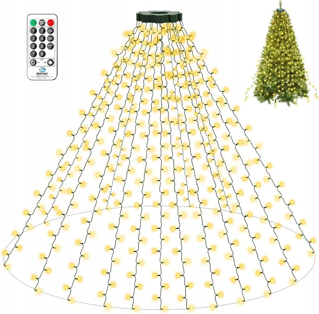 Karácsonyfa fényfüzér litogo, 2M 400LED, 16 zsinór távirányítóval