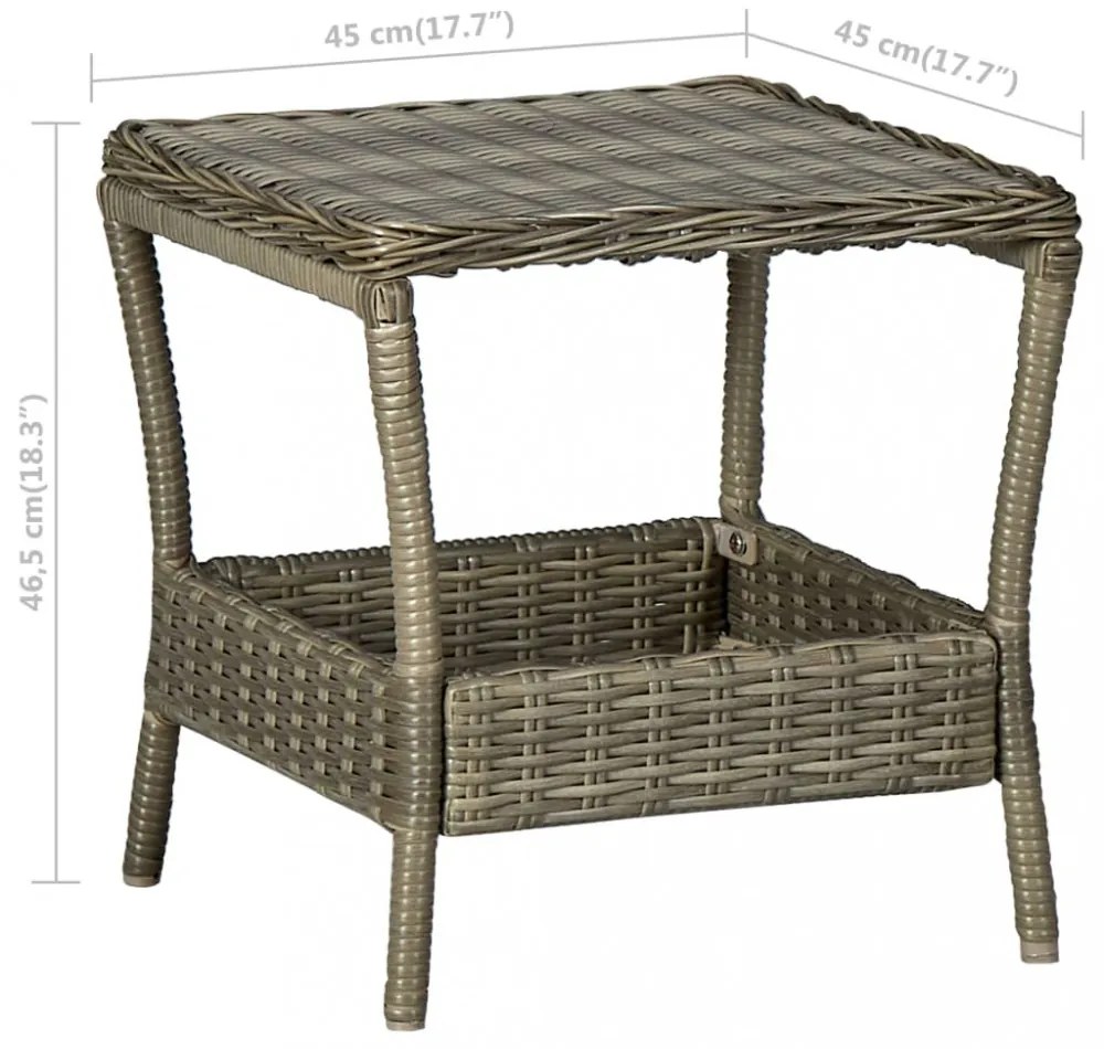 barna polyrattan kerti asztal 45 x 45 x 46,5 cm