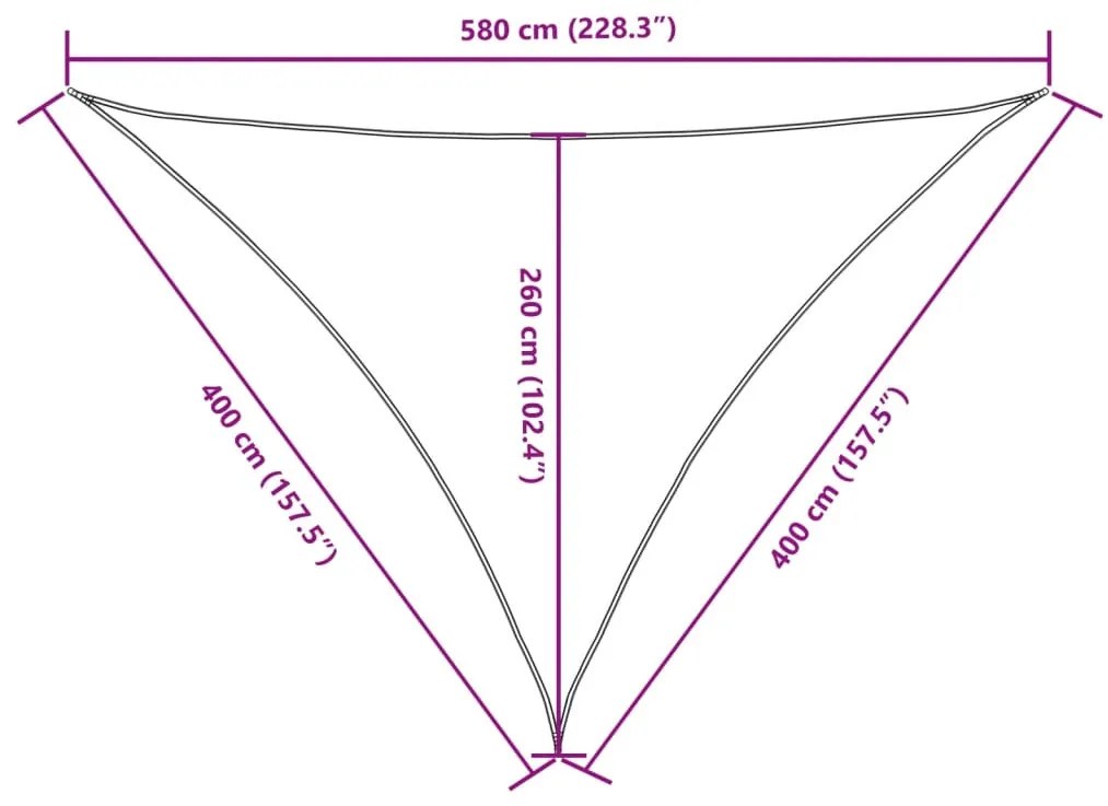sárga háromszög alakú oxford-szövet napvitorla 4 x 4 x 5,8 m