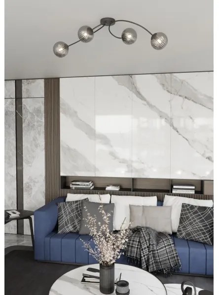 Felületre szerelhető csillár VIBRA 4xE14/10W/230V fekete/szürke