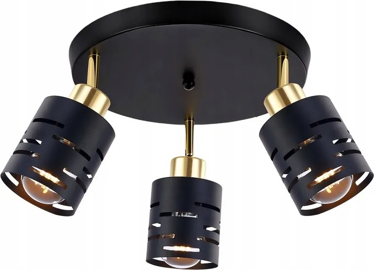 Mennyezeti lámpa Fali lámpa Led csillár 3x E27 lámpatest Loft fekete arany