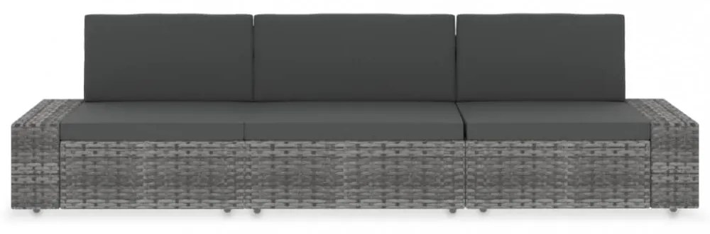 3 személyes szürke elemes polyrattan kanapé