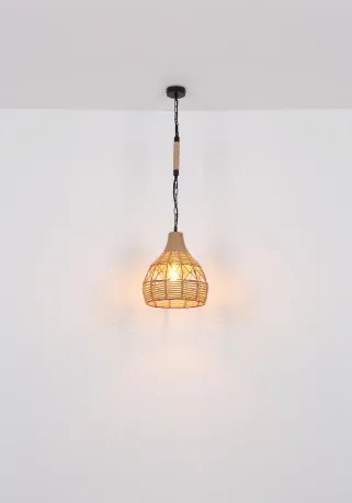 Globo 15671H Függeszték matt fekete fém váz, barna kenderkötéllel körbefonva. Ø:300, H:1350, fényforrás nélkül 1xE27 60W 230V