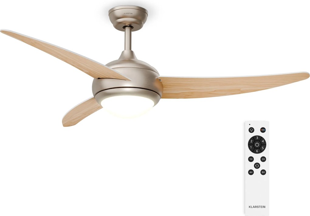 Klarstein El Paso mennyezeti ventilátor világítással | 132 cm | 35 W | Csendes működés | Fa