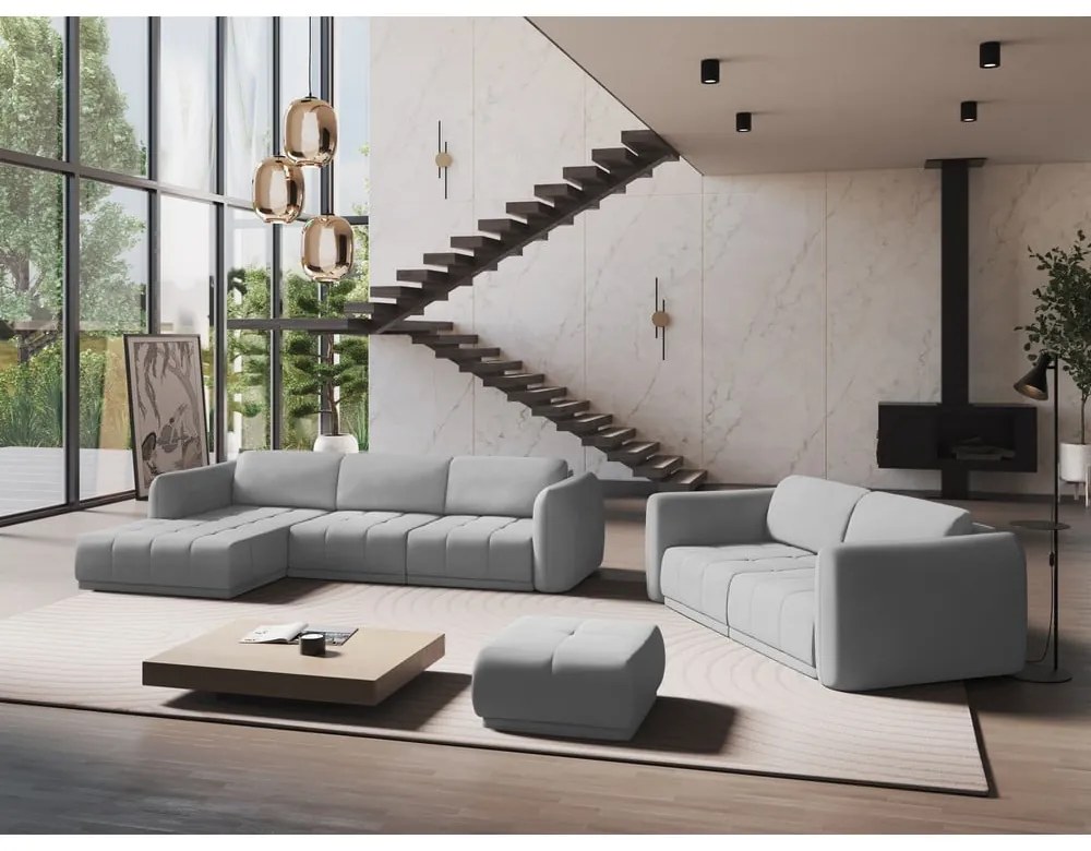 Világosszürke sarokkanapé (bal oldali) Hoku – Makamii