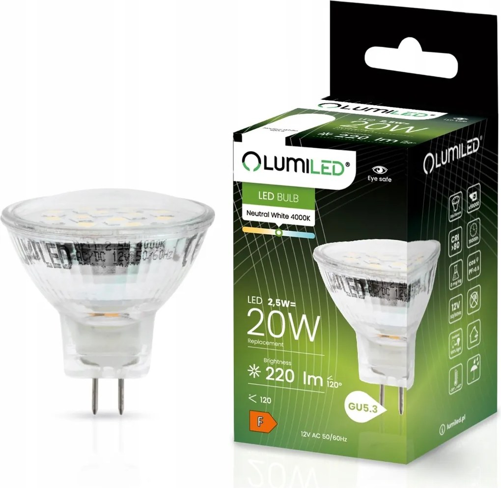 Led izzó GU5,3 MR11 2,5W 20W 4000K 12V Lumiled