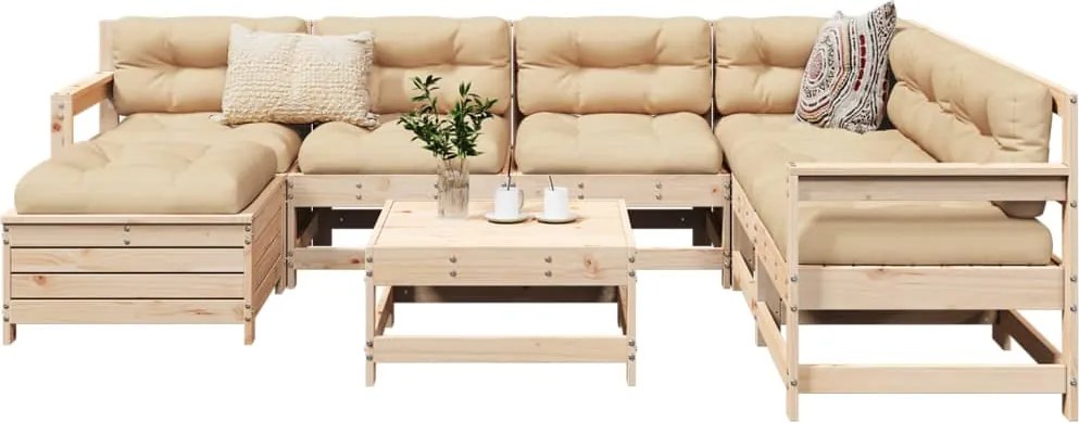 vidaXL 8 részes tömör fenyőfa kerti kanapészett