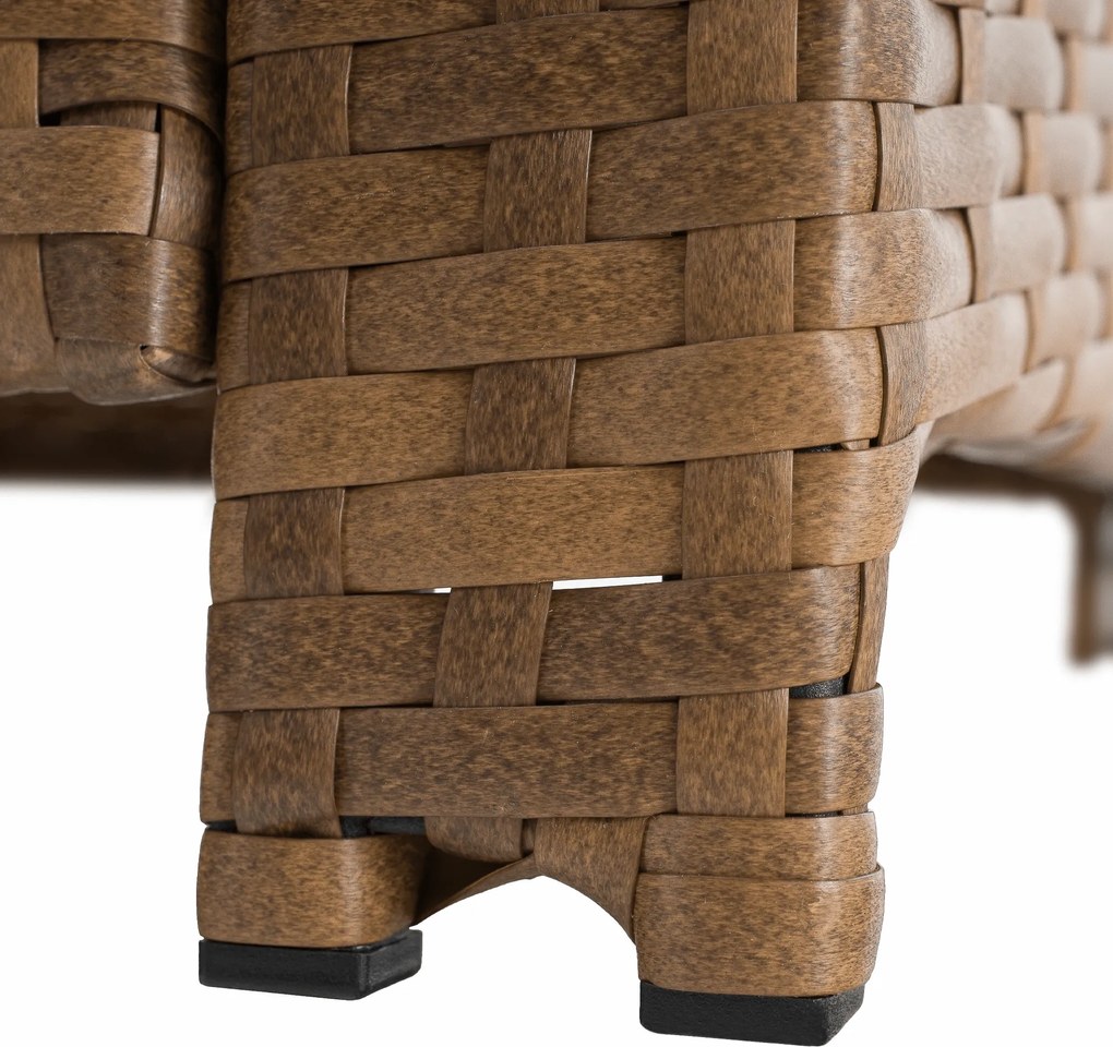 Kerti rattan szett, szürkésbarna/világosbarna, SAGIR