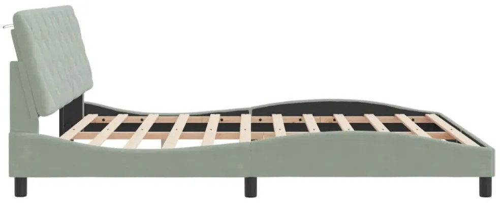 világosszürke bársony ágykeret matrac nélkül 180 x 200 cm