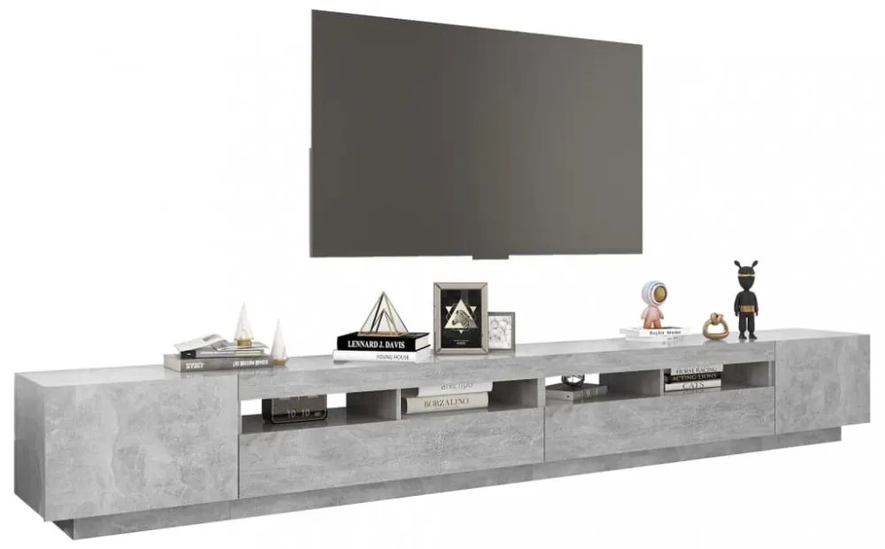 betonszürke TV-szekrény LED-lámpákkal 300 x 35 x 40 cm