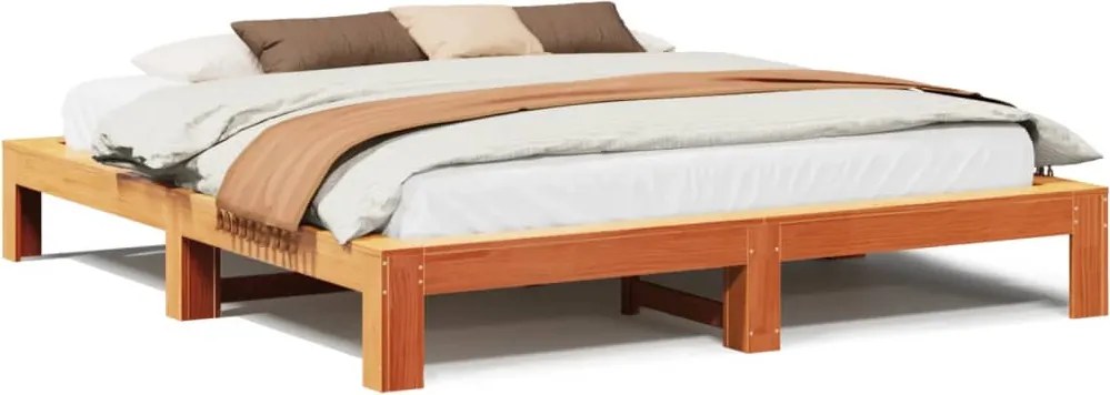 vidaXL viaszbarna tömör fenyőfa ágy matrac nélkül 180 x 200 cm