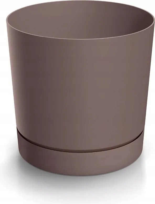 Tubos P műanyag virágcserép tállal, marsala árnyalat, matt, 14,8 cm