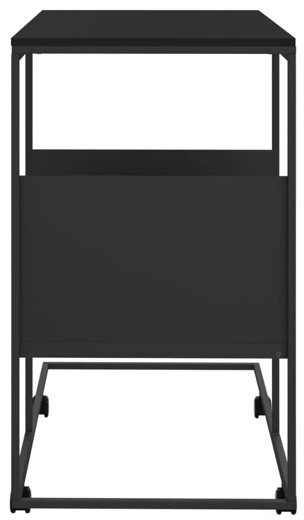 Fekete szerelt fa kisasztal kerekekkel 55x36x63,5 cm