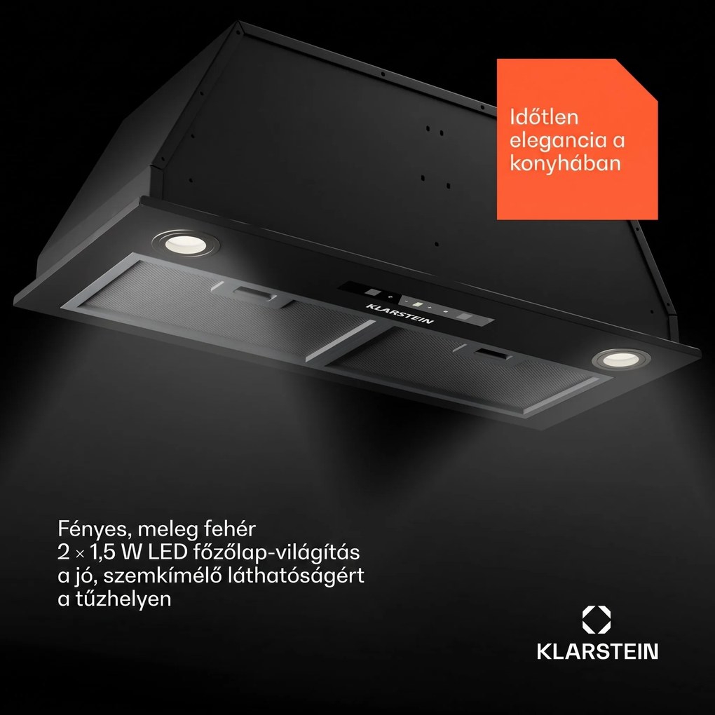Klarstein Paolo 72 beépíthető páraelszívó 72 cm 520 m³/h LED Touch A++
