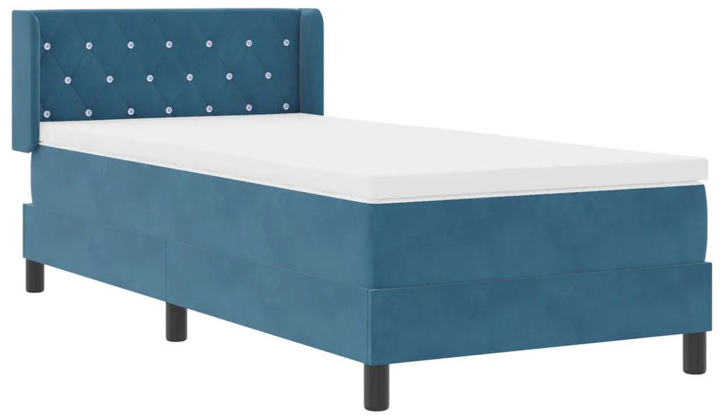 Boxspring Ágy Matrac nélkül Sötétkék 90x190 cm Bársony