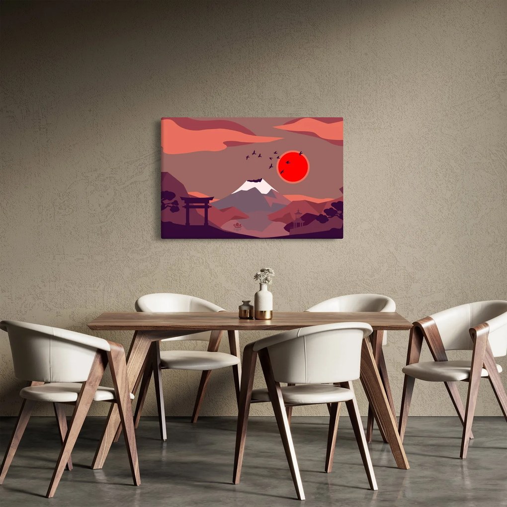 Kép - A Fuji-hegy illusztrációi (90x60 cm)