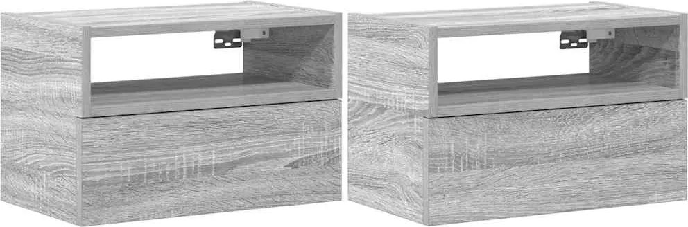 vidaXL 2 db szürke sonoma színű fali éjjeliszekrény 45 x 26 x 28,5 cm