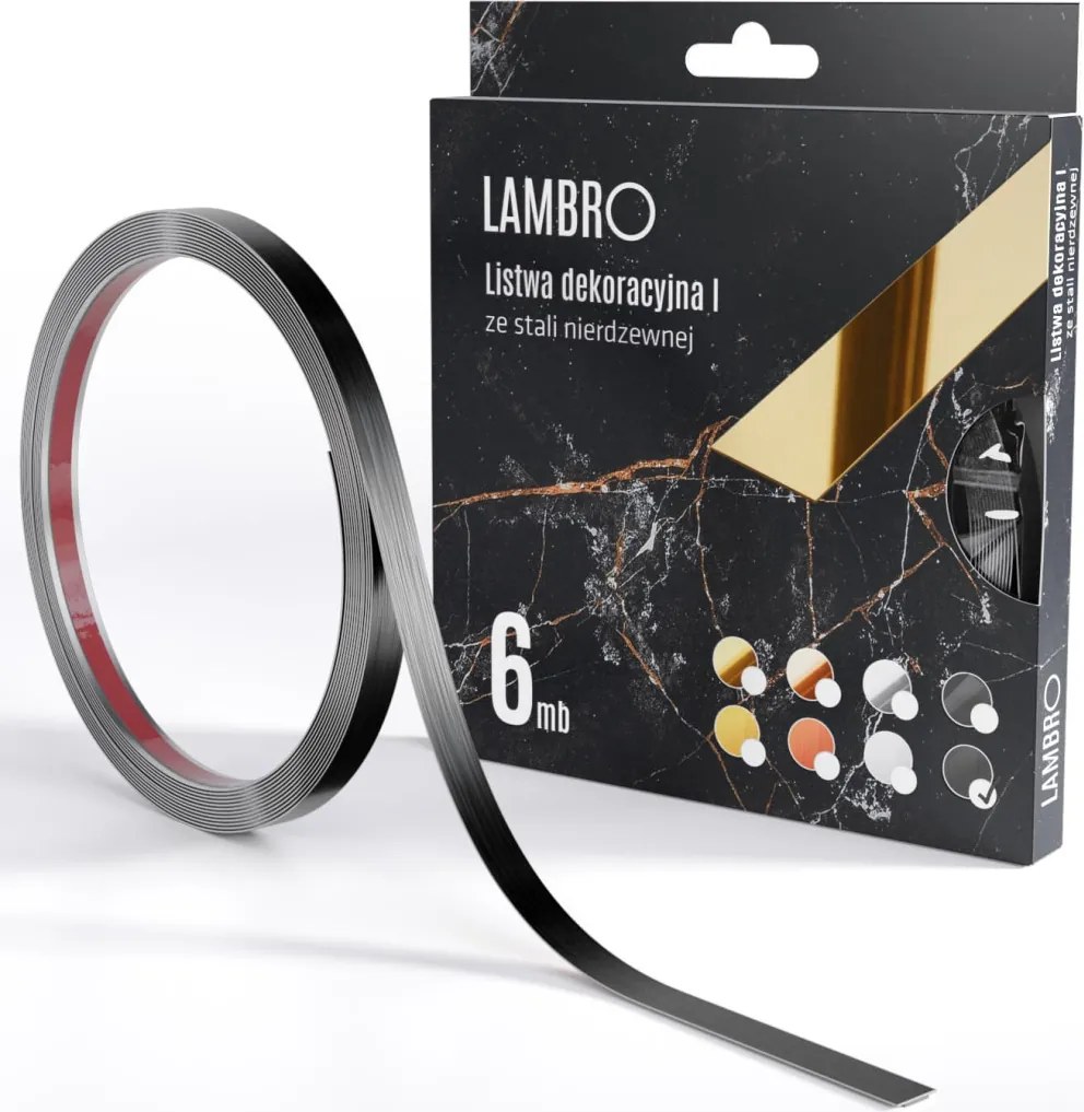 ambro öntapadós díszcsík fekete matt 10-20mm