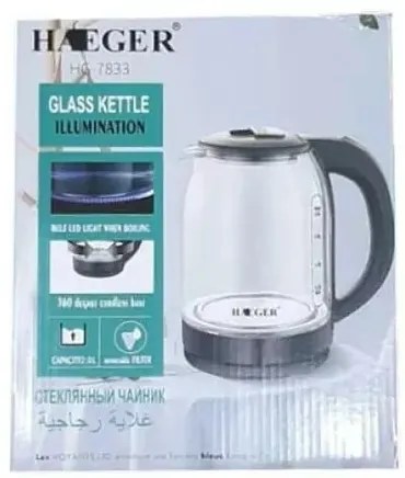 HAEGER PRÉMIUM 2 LITERES ÜVEG VÍZFORRALÓ 2000W - LEDES - RENDKÍVÜL GYORS!