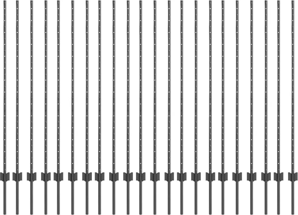 vidaXL Kerítésoszlop 22 pcs Szürke 180 cm Acél