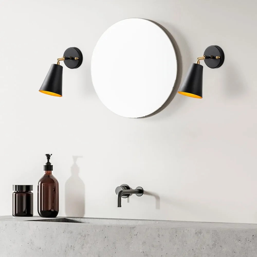 Fekete-aranyszínű fali lámpa ø 10 cm Evander – Opviq lights
