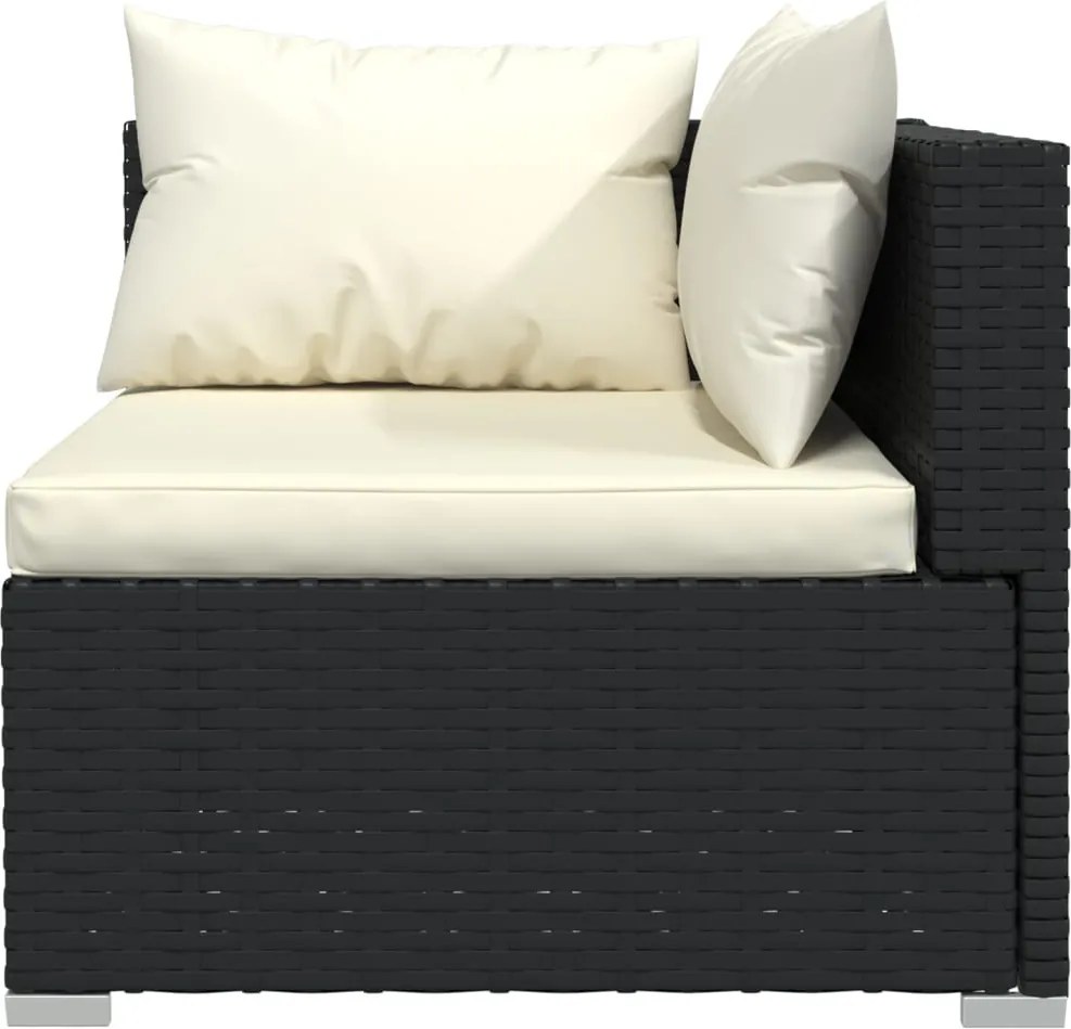 7 részes fekete polyrattan kerti ülőgarnitúra párnákkal