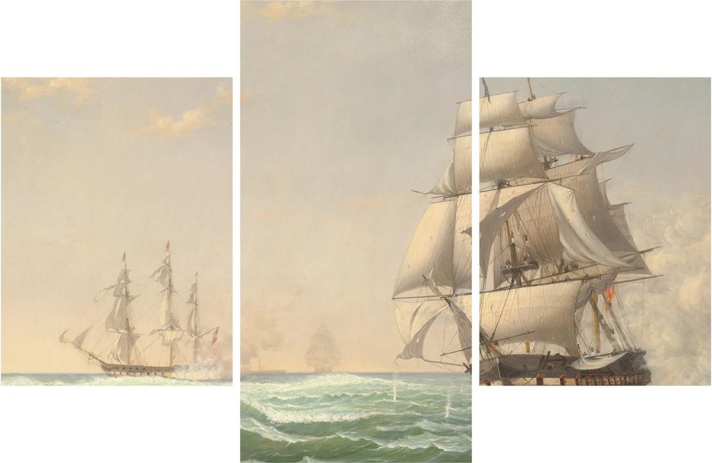 Kép - Fitz Henry Lane, The United States Frigate President Engaging the British Squadron, reprodukciók (90x60 cm)