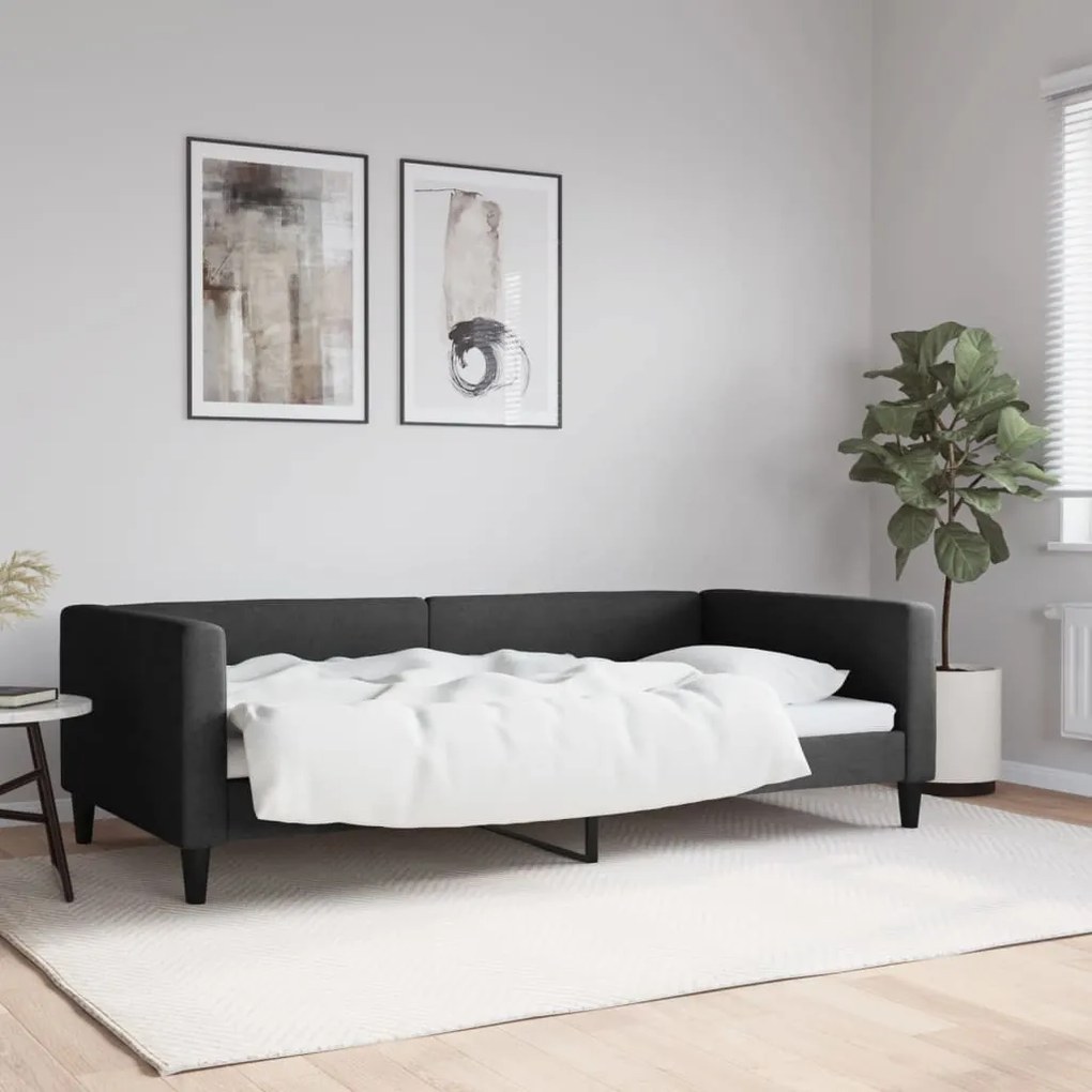 fekete szövet kanapéágy 100 x 200 cm
