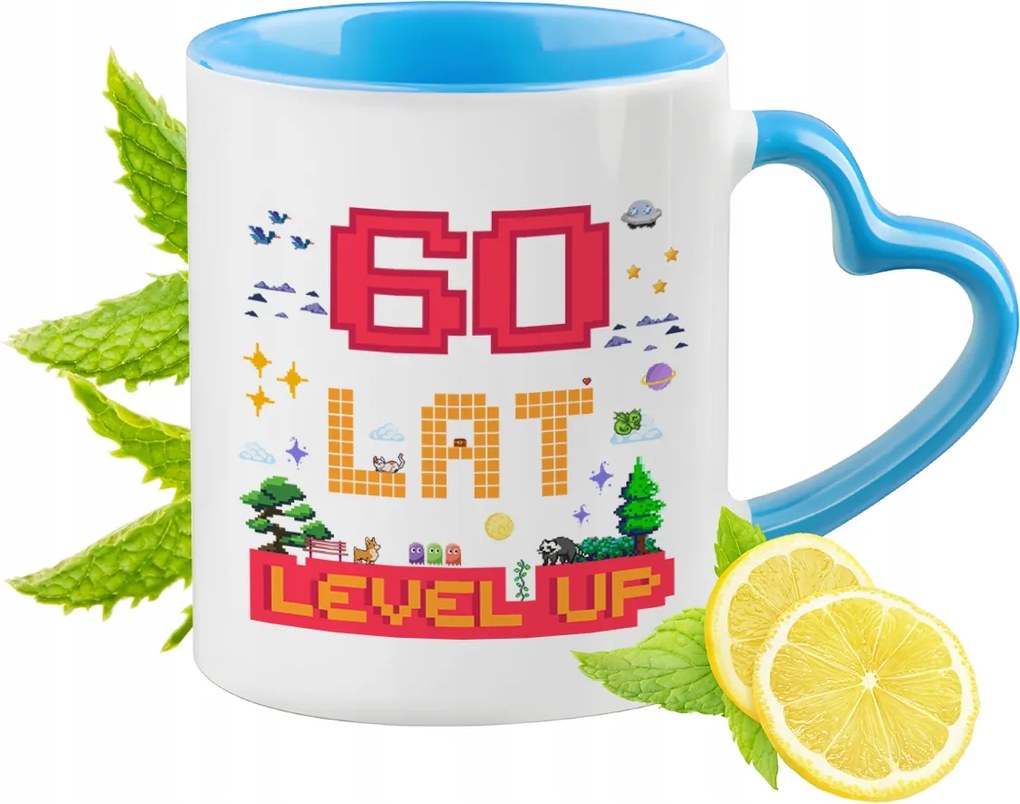 Születésnap 60 60-es 60-as Kék Bögre Szív Alakú Füllel Ajándék