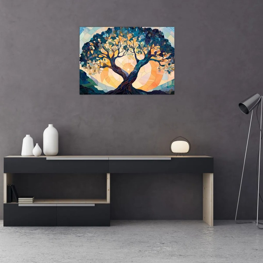 Kép – Mozaik – nap és fa II. (70x50 cm)