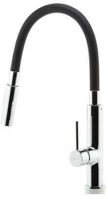 FERRO - Mosogató csap rugalmas karral fényezett króm/fekete
