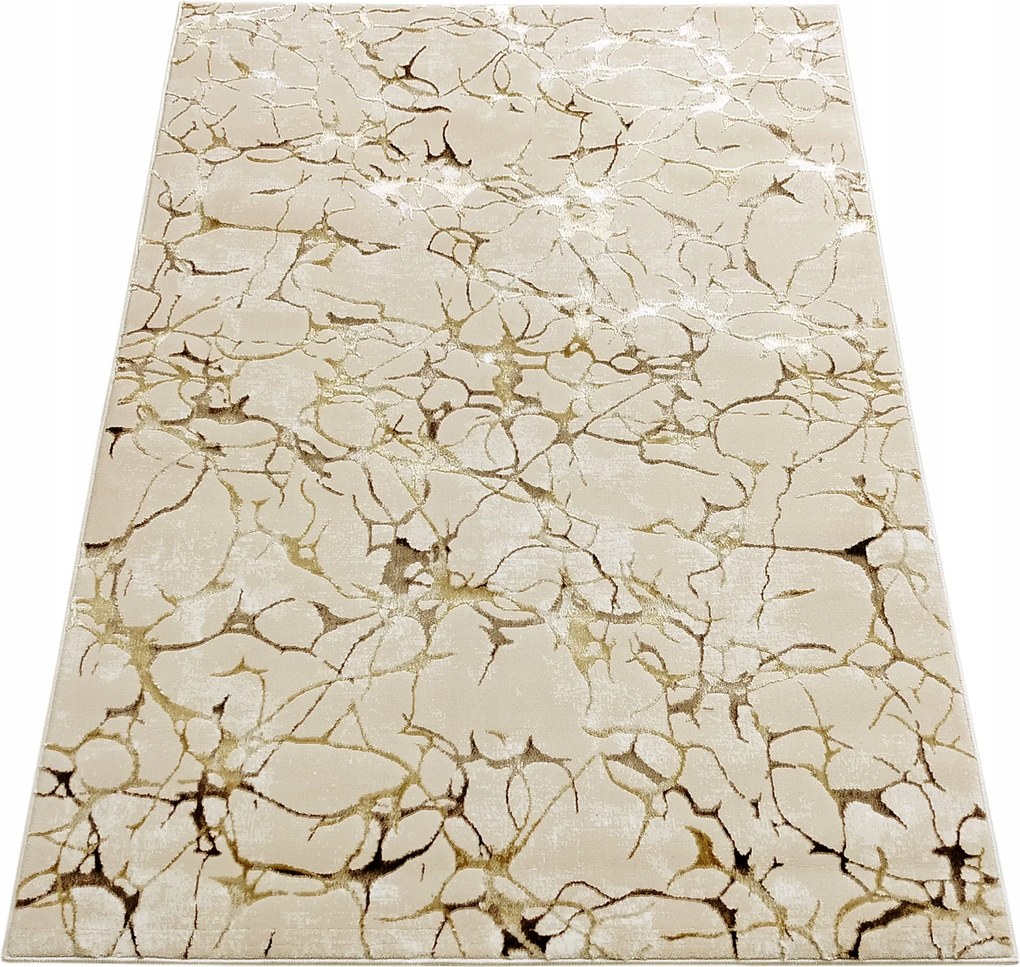 Szőnyeg 200x290 Modern Bézs Csillogó Hálószoba Nappali Arany Barna Felső