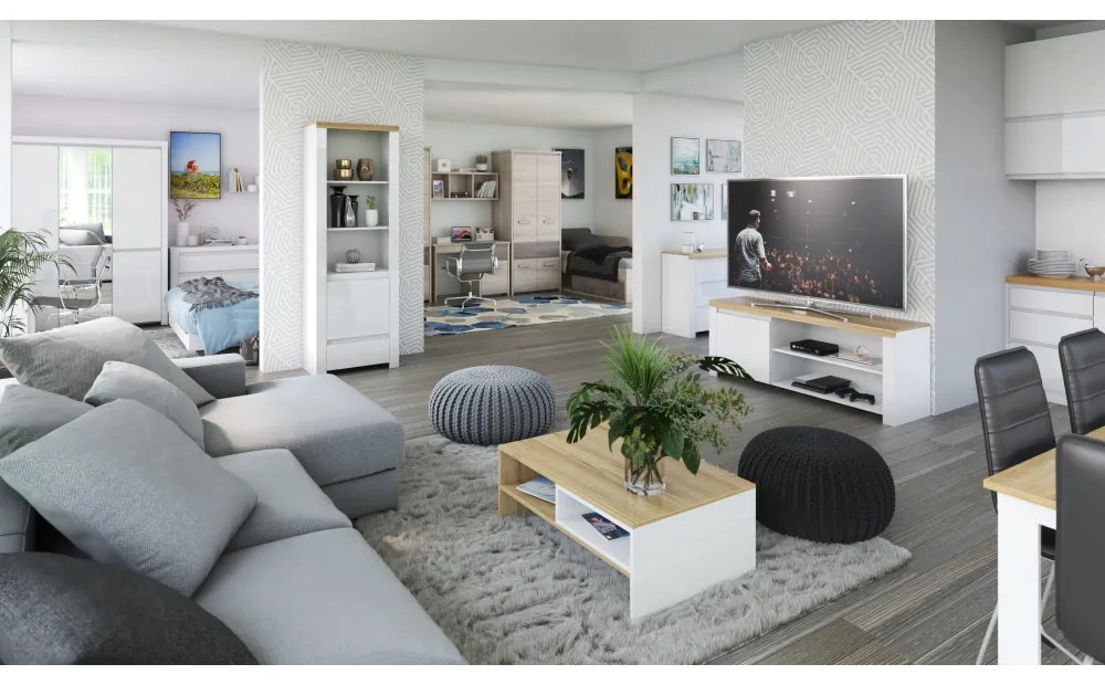 VILGO 1D160 TV-asztal, fényes fehér