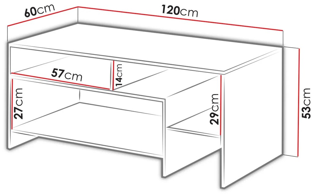 Dohányzóasztal Kendall (fehér + nagy tölgy). 1058601