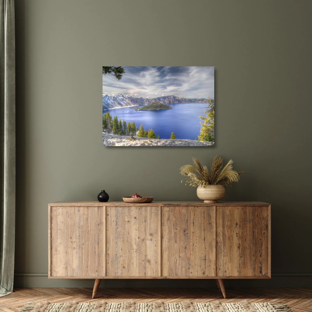 Kép egy hegyi tóról (üvegen) (70x50 cm)