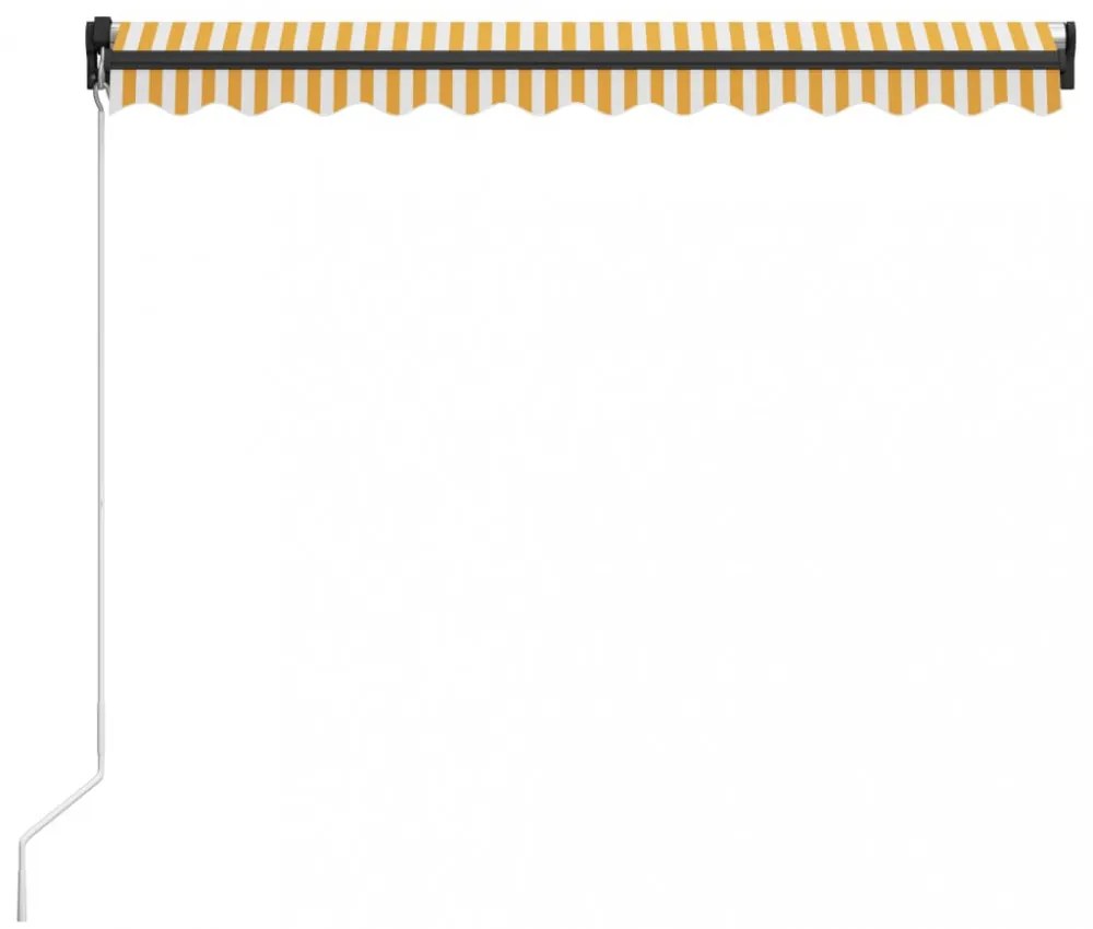 sárga és fehér kézzel kihúzható LED-es napellenző 300 x 250 cm