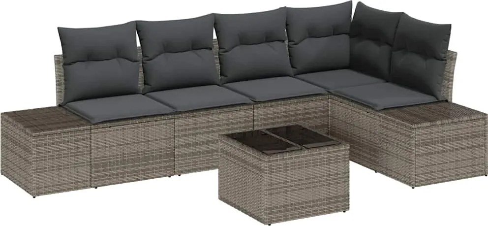 vidaXL Kerti Kanapé Szett 6 pcs Szürke polirattan